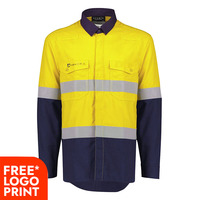 Mens Orange Flame Lightweight Ripstop Spliced Shirt - Hoop Taped