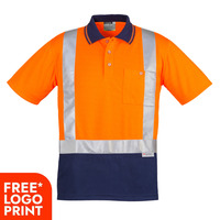 Mens Hi Vis Spliced Polo - Short Sleeve Shoulder Taped