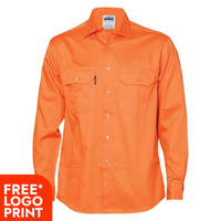 Mens Cotton Drill Work Long Sleeve Shirt