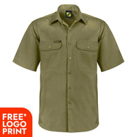 Mens Lightweight Short Sleeve Vented Cotton Drill Shirt